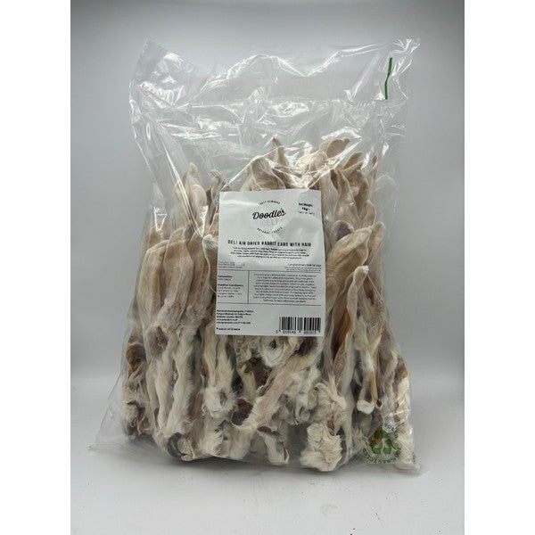 Rabbit Ears with Fur for Dogs 500g & 1kg | Natural Dog Treats