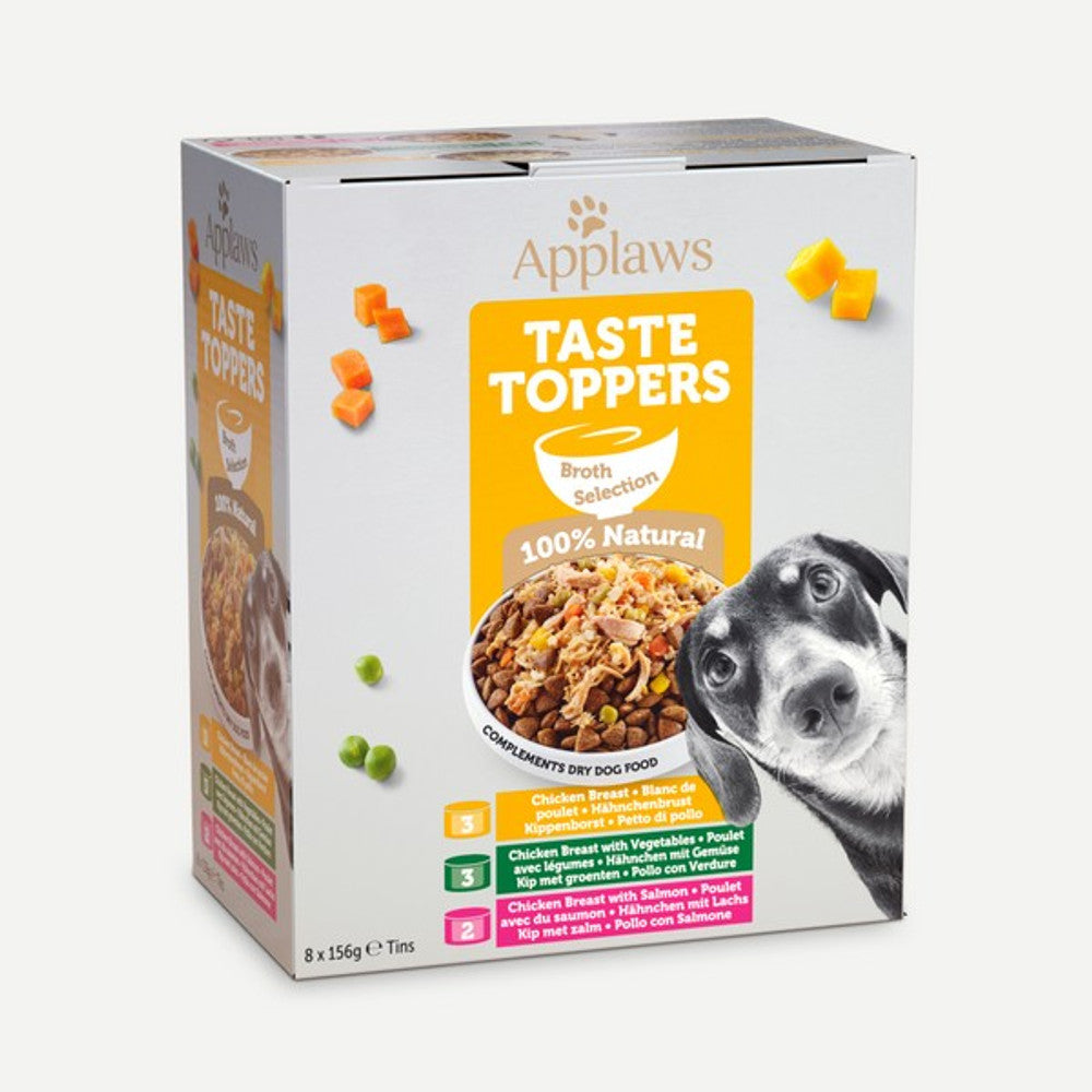 Applaws Taste Toppers Natural Wet Dog Food Broth Selection 8 x 156g Tins