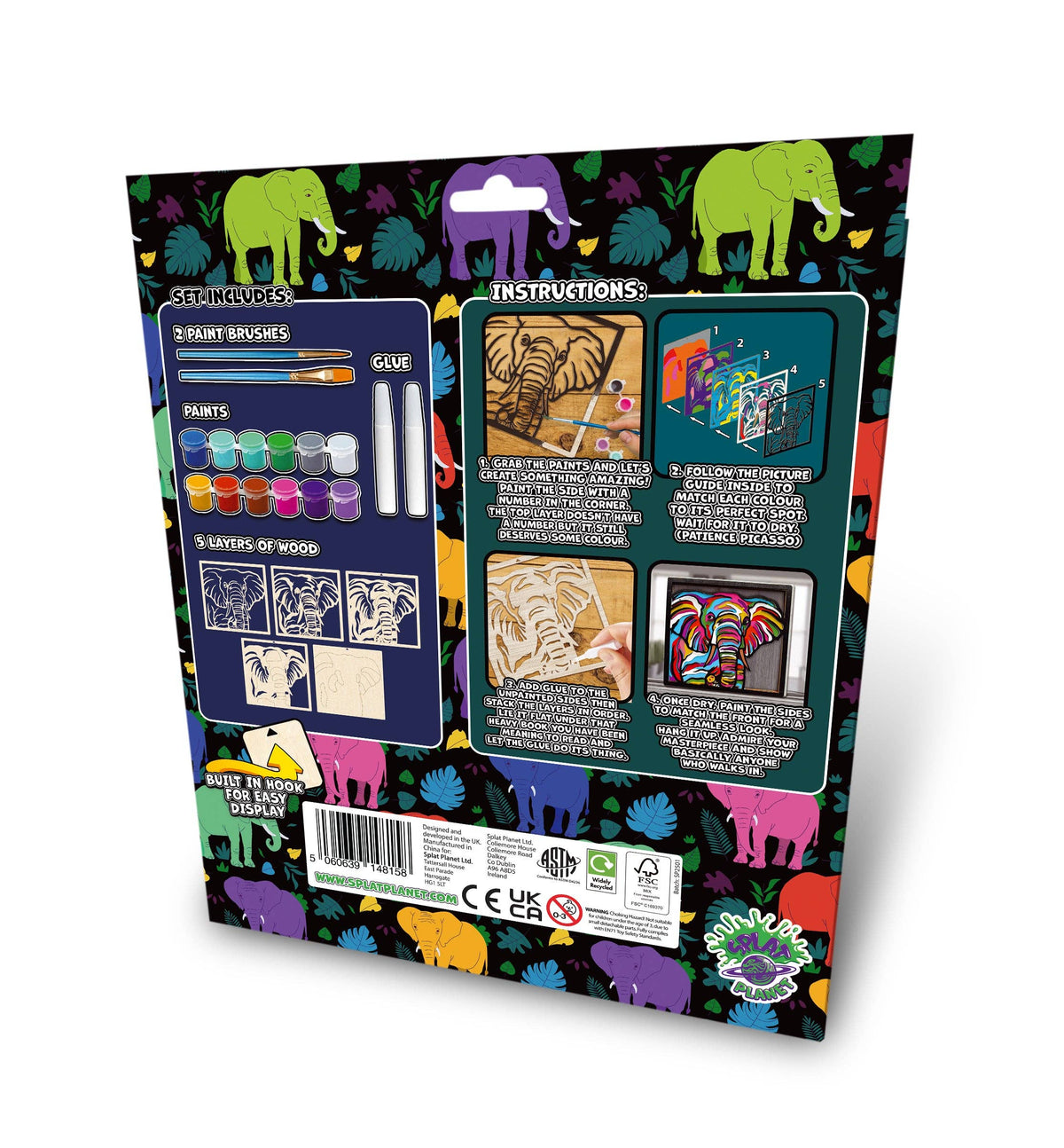 Splat Planet - Wooden Elephant Art Craft Kit