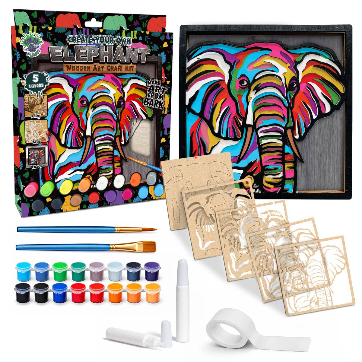 Splat Planet - Wooden Elephant Art Craft Kit