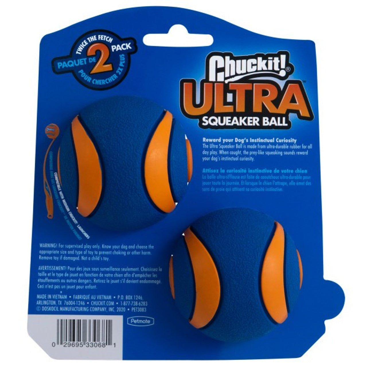 Chuckit! Ultra Squeaker Ball 2 Pack Medium 6.5cm