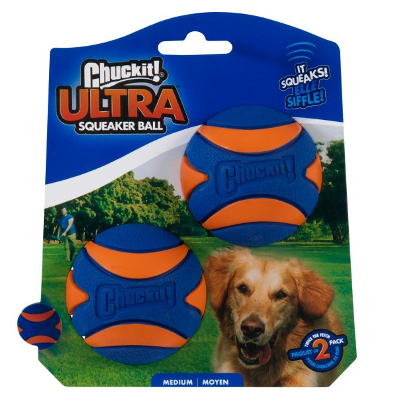 Chuckit! Ultra Squeaker Ball 2 Pack Medium 6.5cm