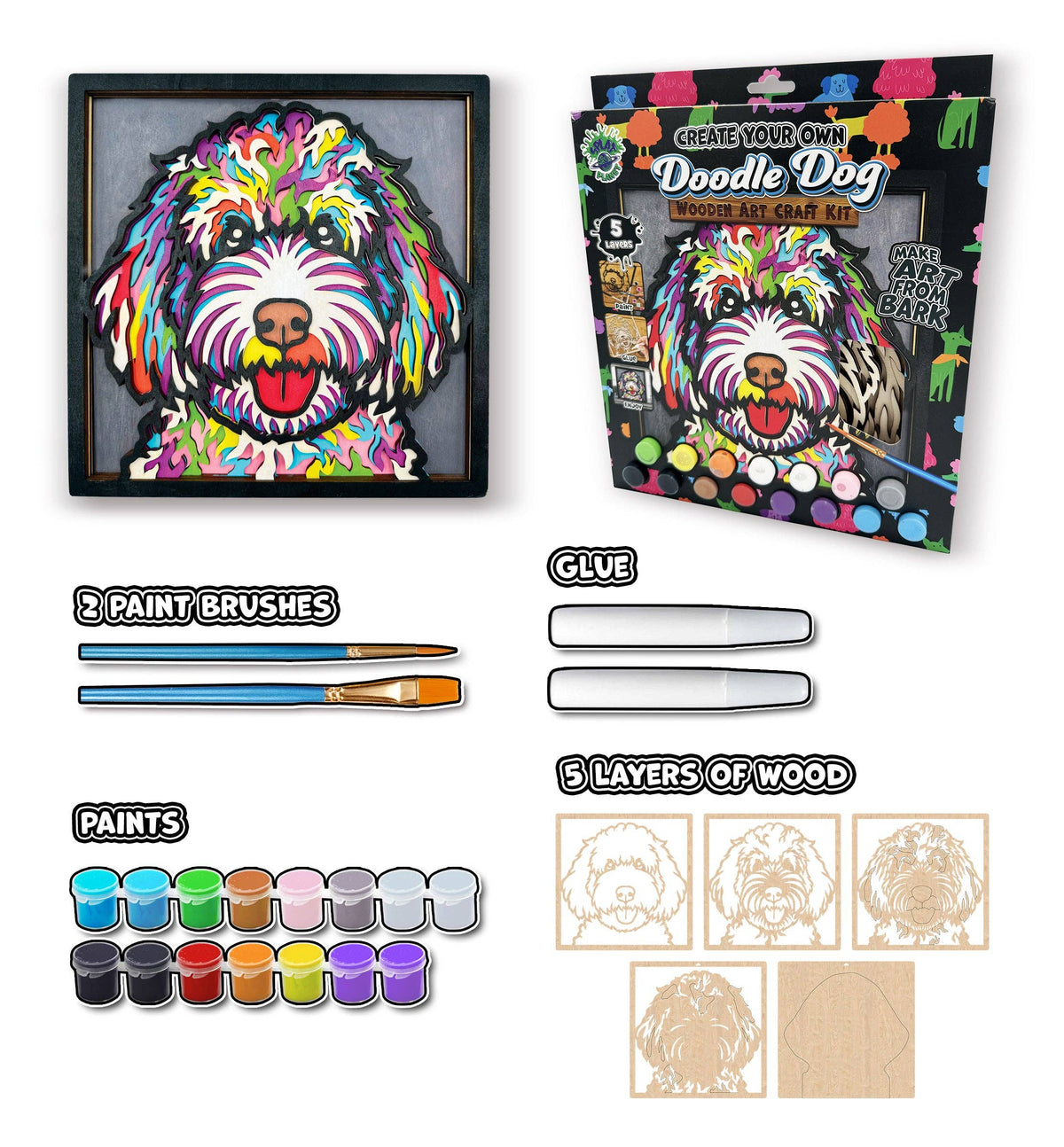 Splat Planet - Wooden Doodle Dog Art Craft Kit