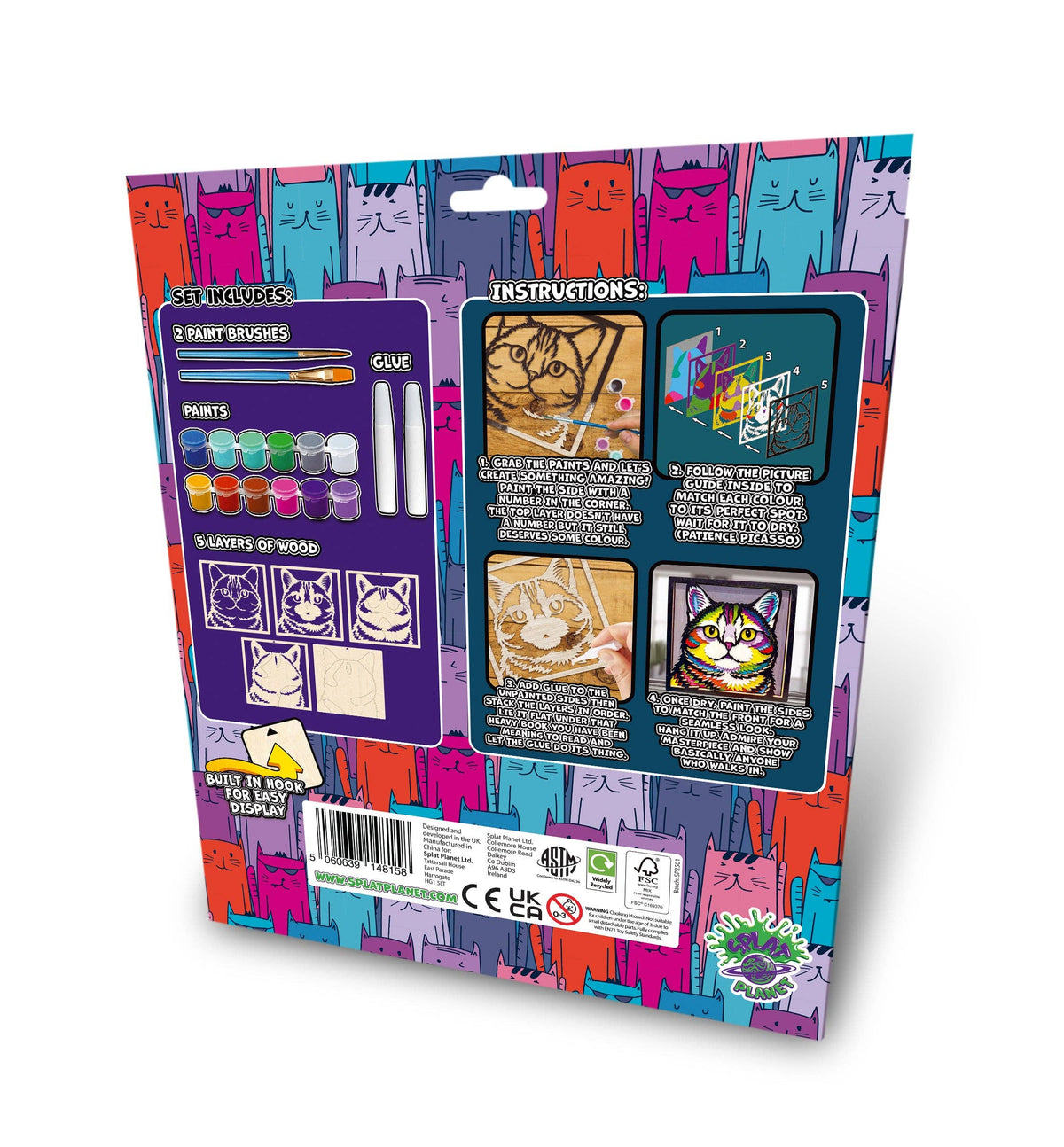Splat Planet - Wooden Cat Art Craft Kit