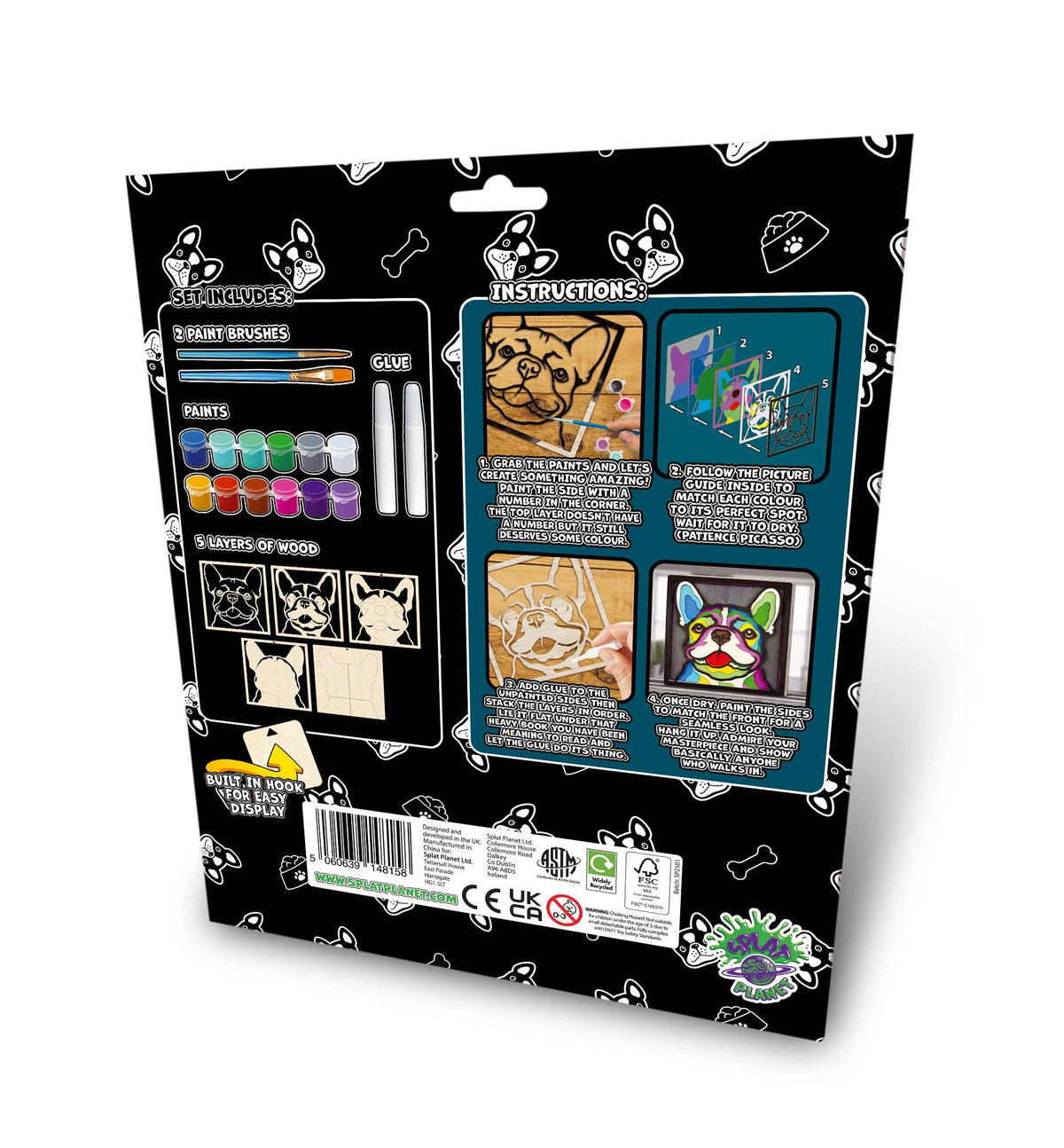 Splat Planet - Wooden French Bulldog Art Craft Kit