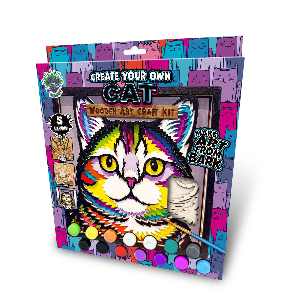 Splat Planet - Wooden Cat Art Craft Kit
