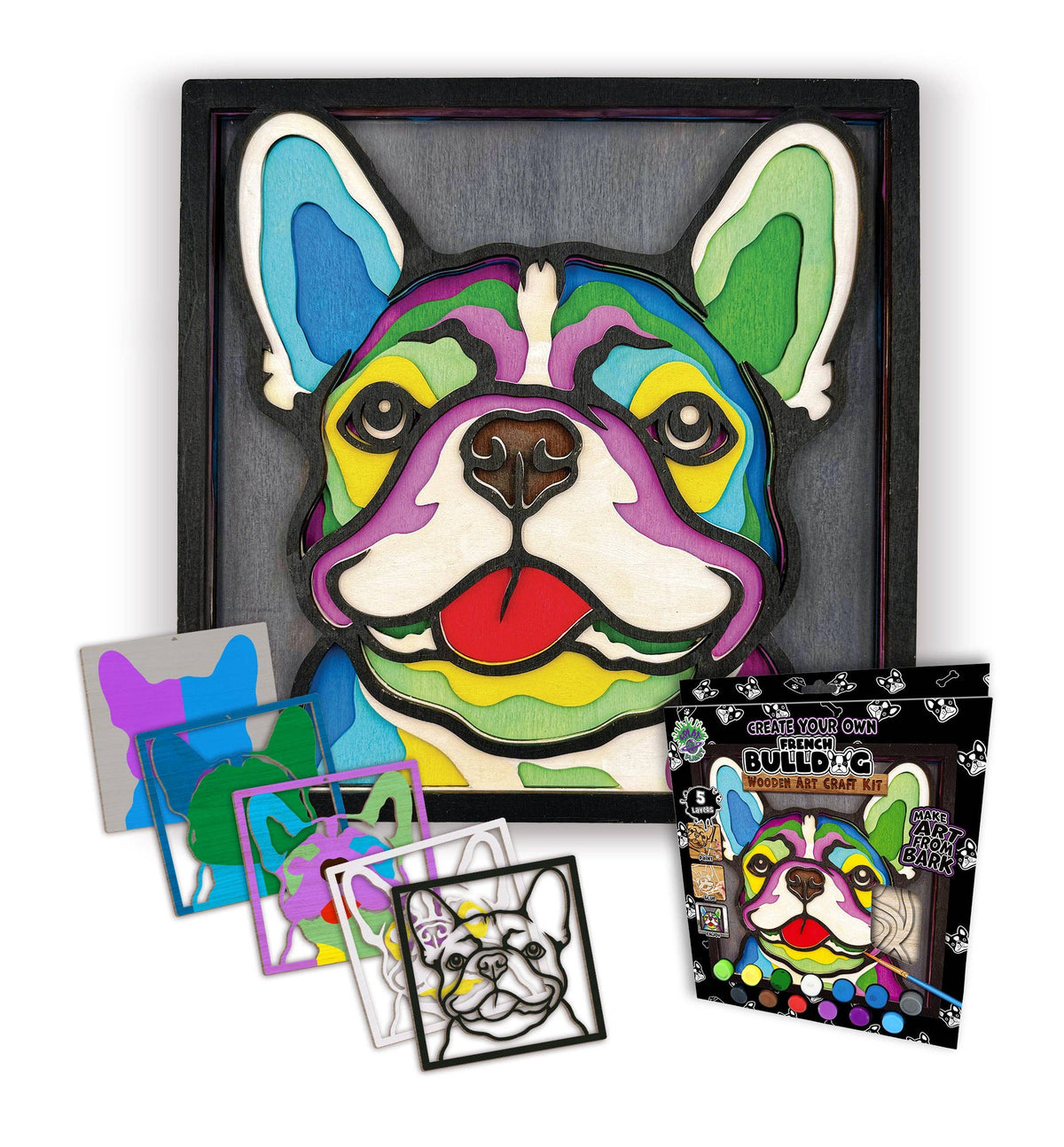 Splat Planet - Wooden French Bulldog Art Craft Kit
