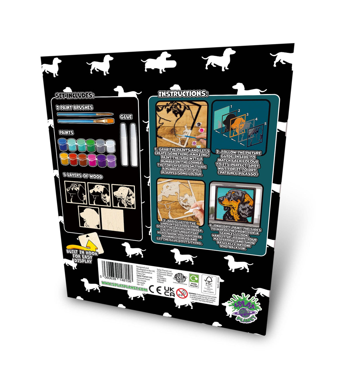 Splat Planet - Wooden Sausage Dog Art Craft Kit