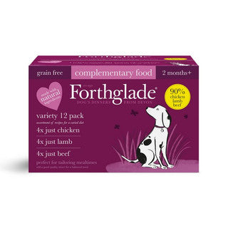 Forthglade Just chicken, lamb & beef natural wet dog food - variety pack (395g)