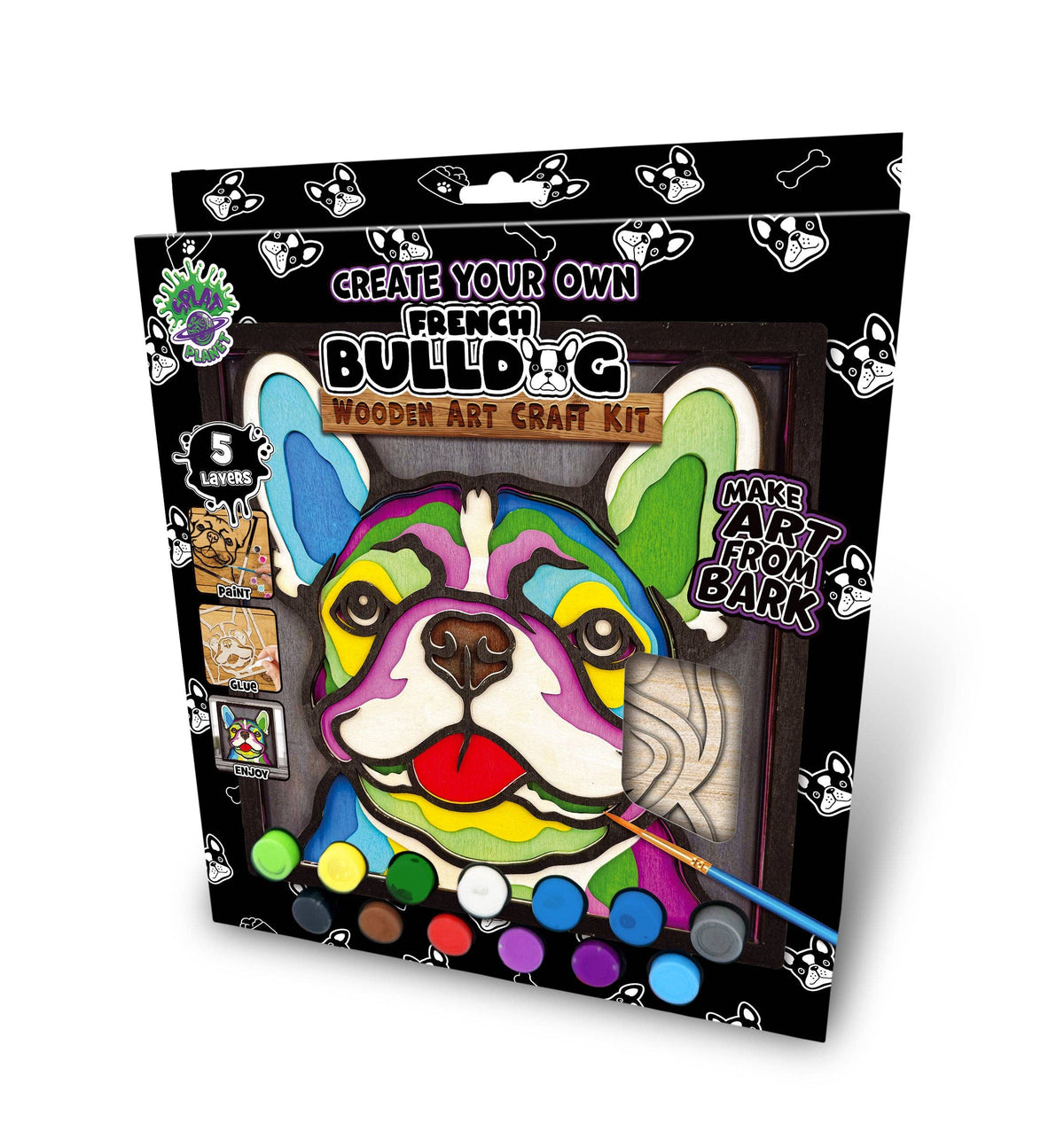 Splat Planet - Wooden French Bulldog Art Craft Kit