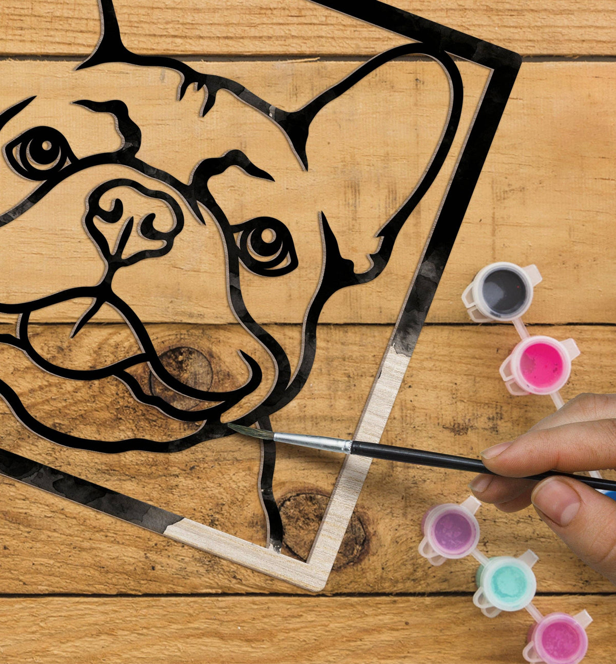 Splat Planet - Wooden French Bulldog Art Craft Kit