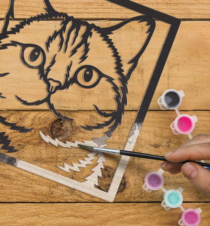 Splat Planet - Wooden Cat Art Craft Kit