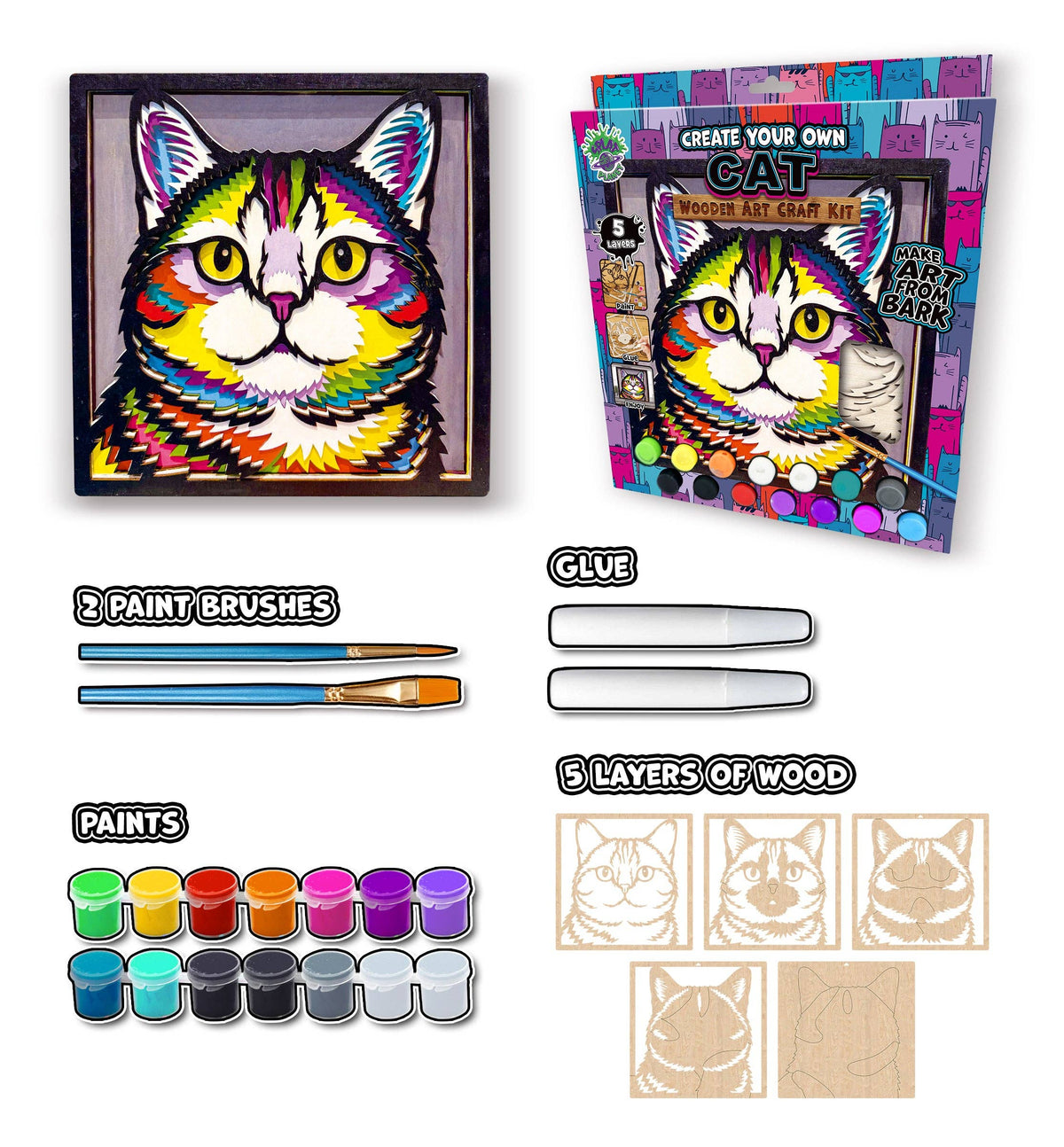 Splat Planet - Wooden Cat Art Craft Kit