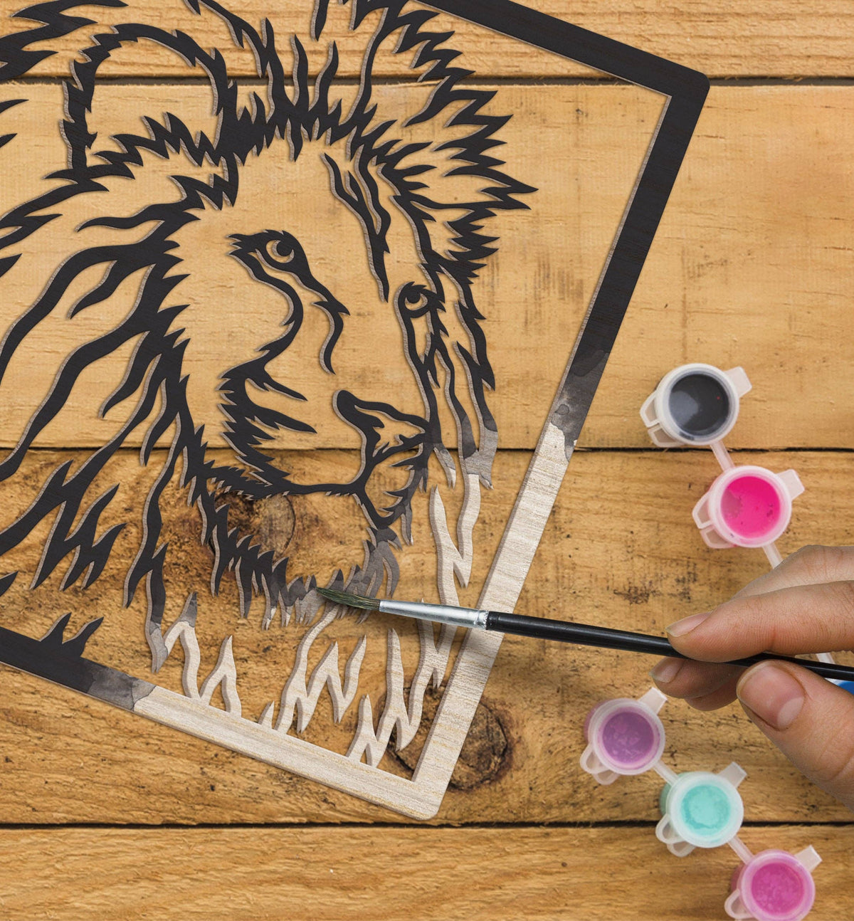 Splat Planet - Wooden Lion Art Craft Kit