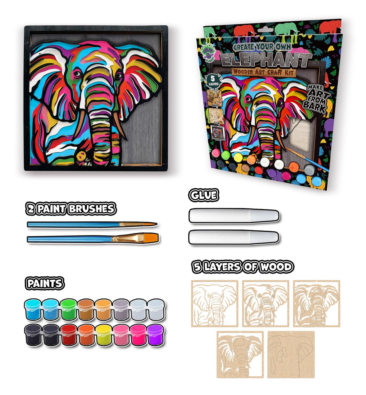 Splat Planet - Wooden Elephant Art Craft Kit