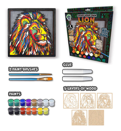 Splat Planet - Wooden Lion Art Craft Kit