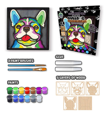 Splat Planet - Wooden French Bulldog Art Craft Kit