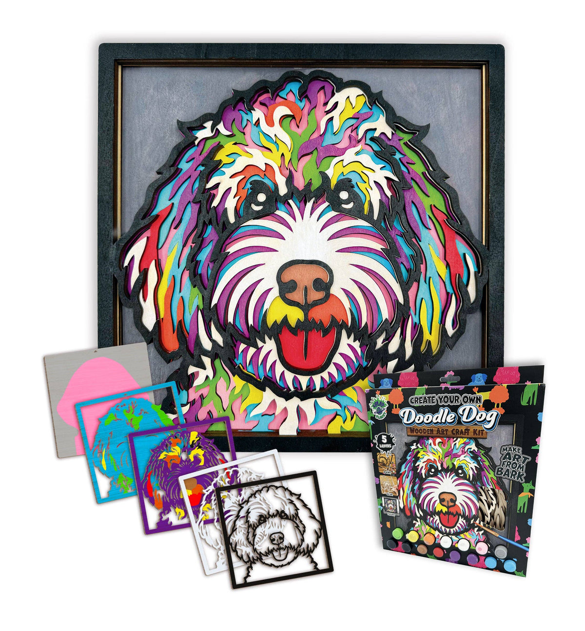 Splat Planet - Wooden Doodle Dog Art Craft Kit