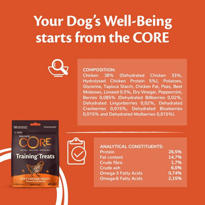 Wellness CORE Dog Treats Adult Training Treats Chicken with Berries 170g