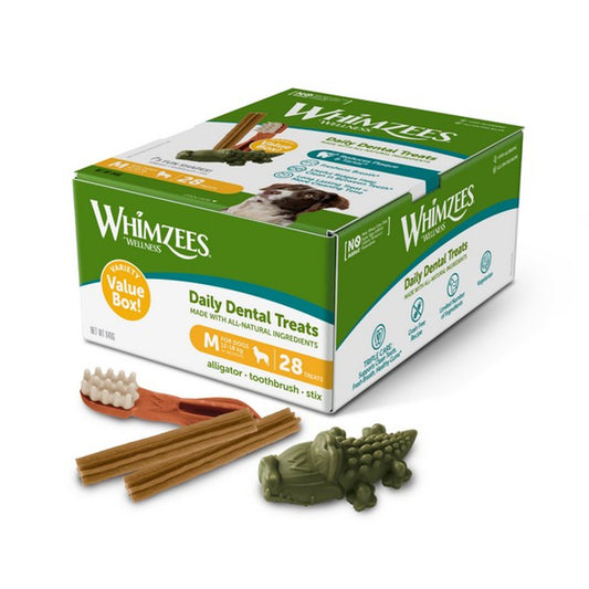Whimzees Daily Dental Variety Box Medium Dogs 28 Pack